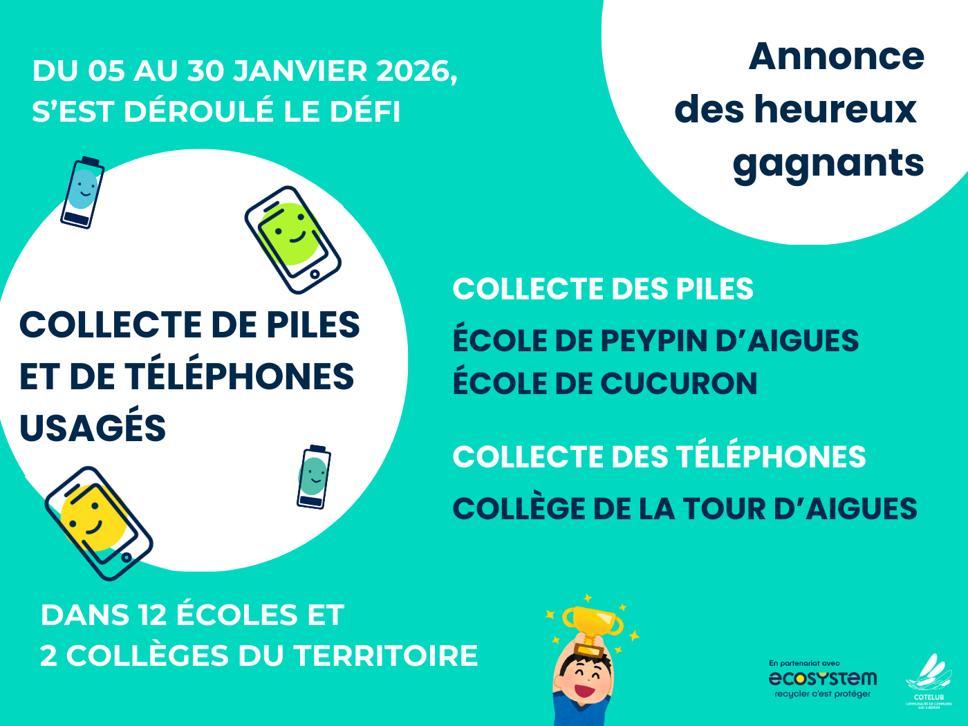 annonce gagnants concours piles et téléphones usagés